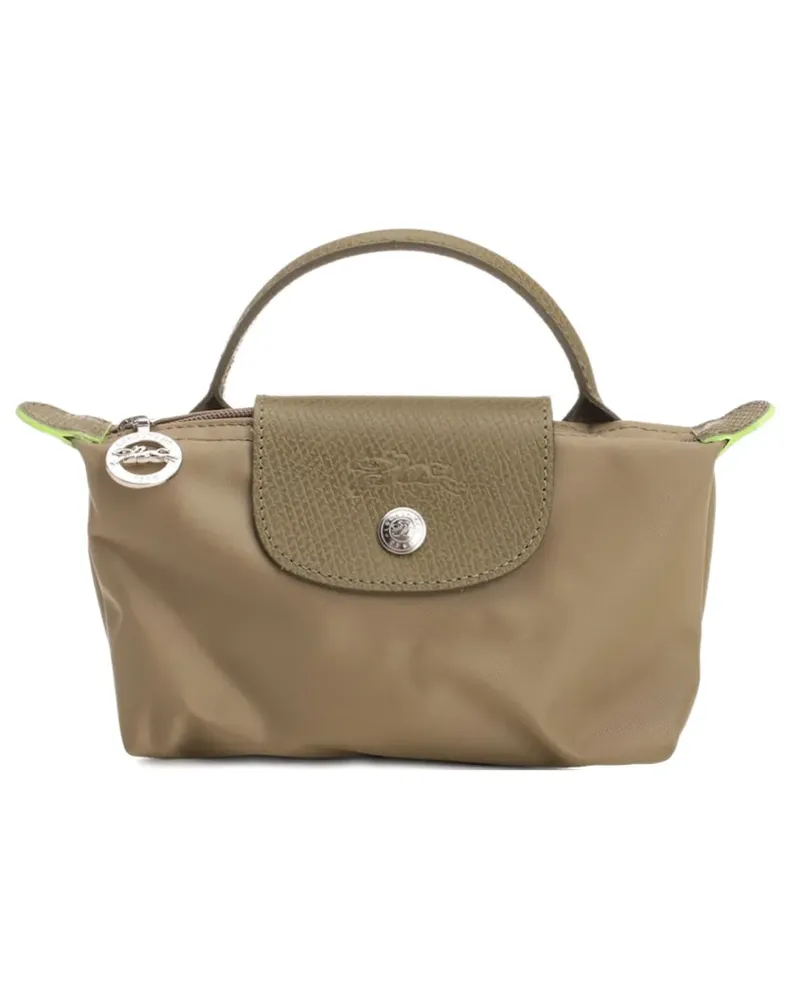 Longchamp Le Pliage Green leather-trim tote bag - Nude Nude