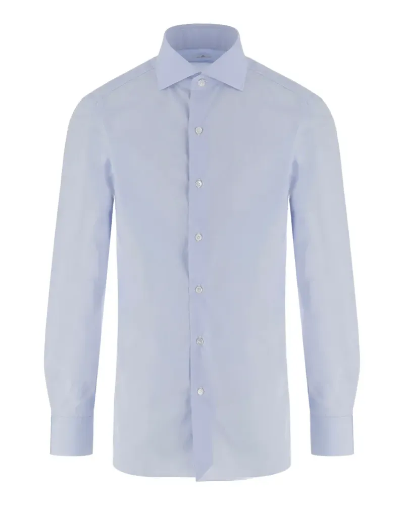 Finamore 1925 buttoned-cuff curved-hem shirt - Blau Blau
