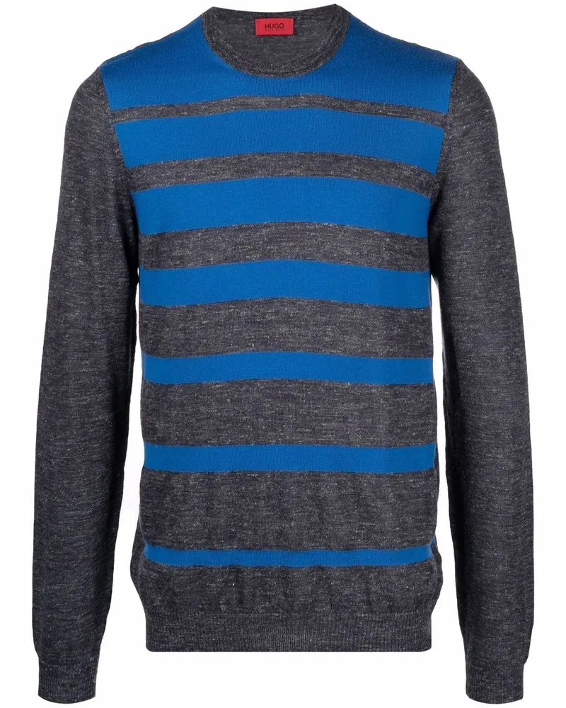 HUGO BOSS Gestreifter Strickpullover - Grau Grau