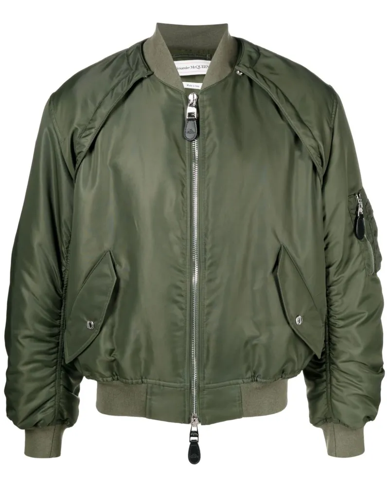 Alexander McQueen Geraffte Bomberjacke mit abnehmbaren Ärmeln - Grün Grün