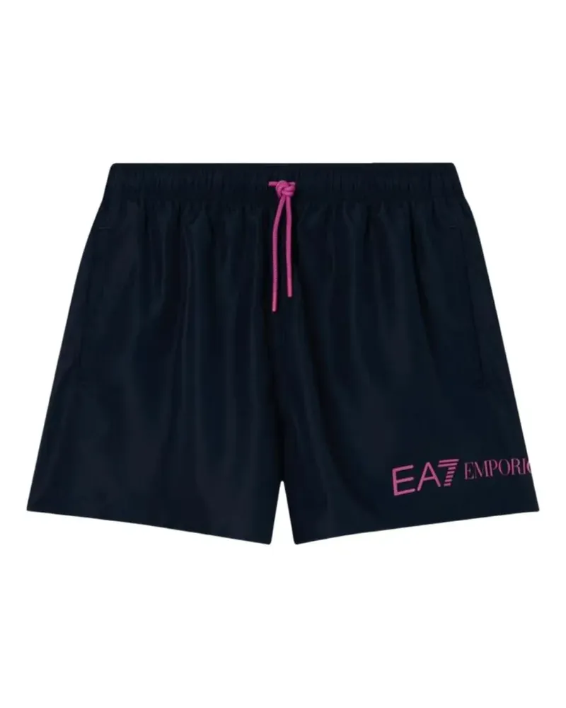 EA7 logo-print drawstring swim shorts - Blau Blau