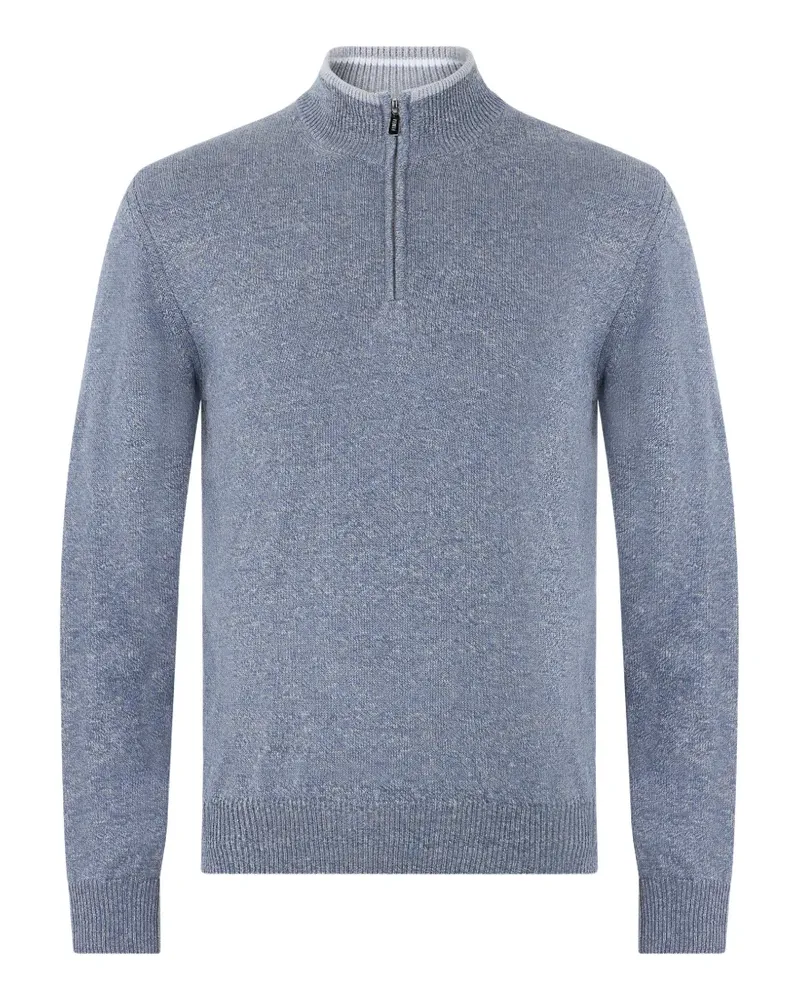 Fedeli quarter-zip knit sweater - Blau Blau