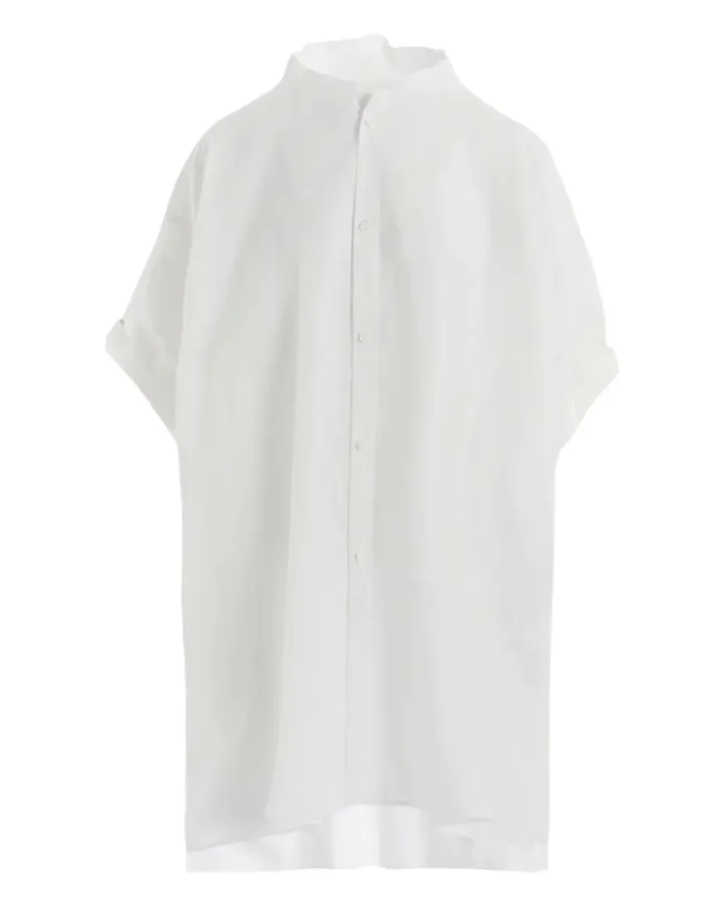 Yohji Yamamoto mandarin-collar short-sleeve shirt - Weiß Weiß