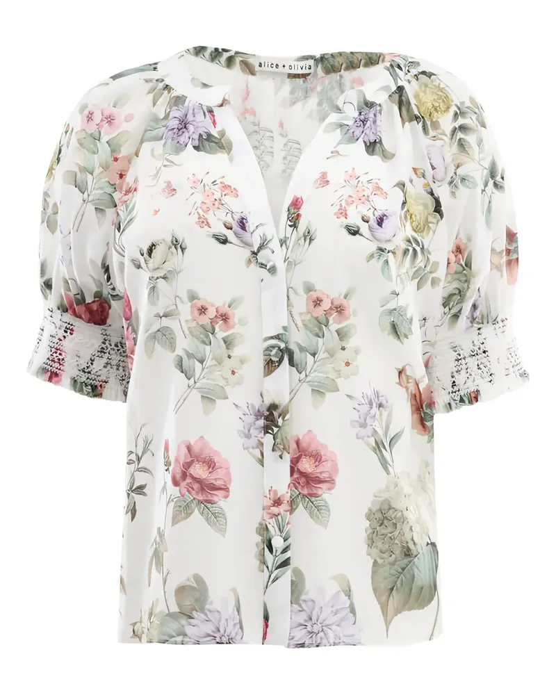 Alice + Olivia Bluse mit Puffärmeln - Weiß Weiß