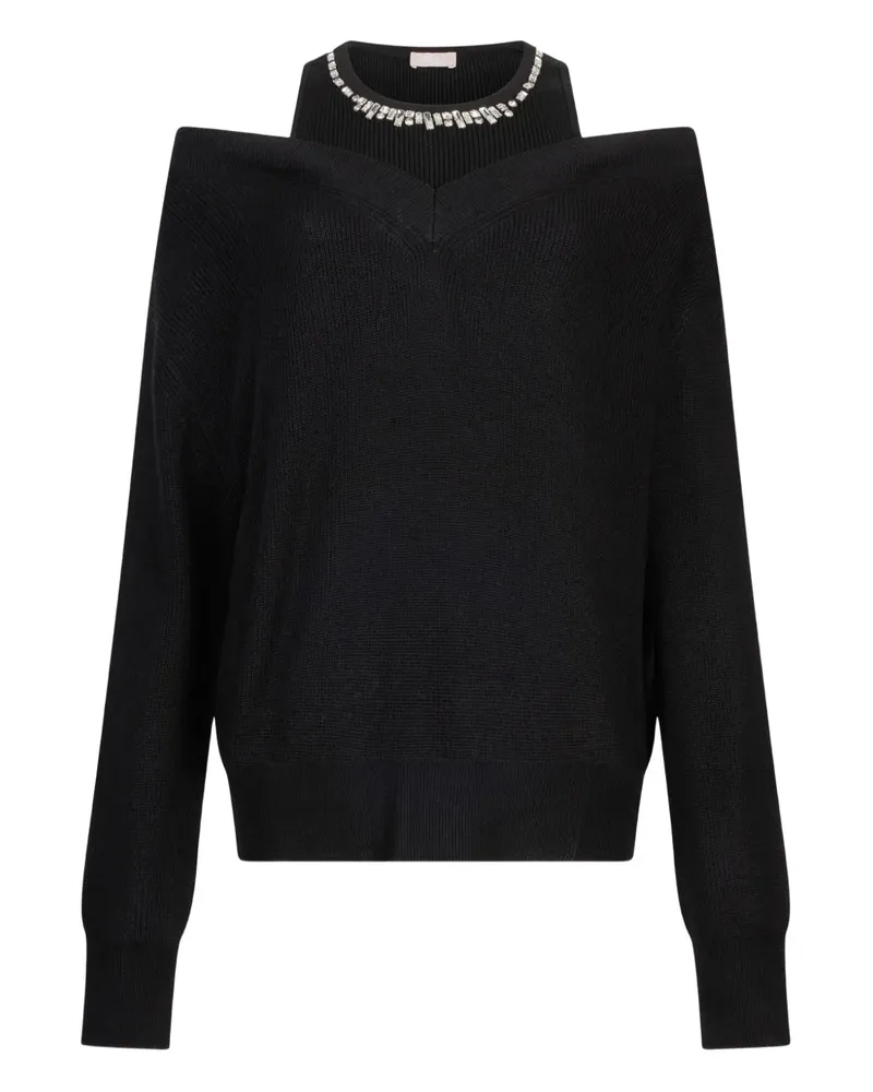 Liu Jo Verzierter Pullover mit Cold-Shoulder - Schwarz Schwarz