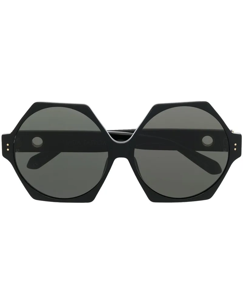 Linda Farrow Sonnenbrille mit sechseckigem Gestell Schwarz