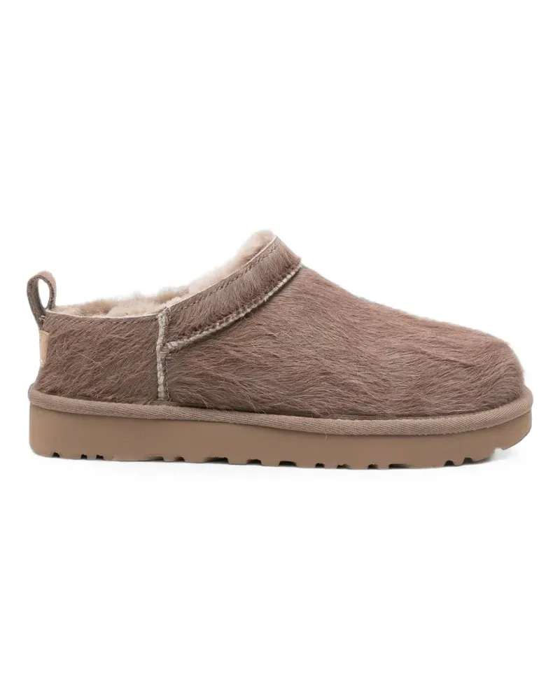 UGG calf-hair logo-patch ankle boots - Braun Braun