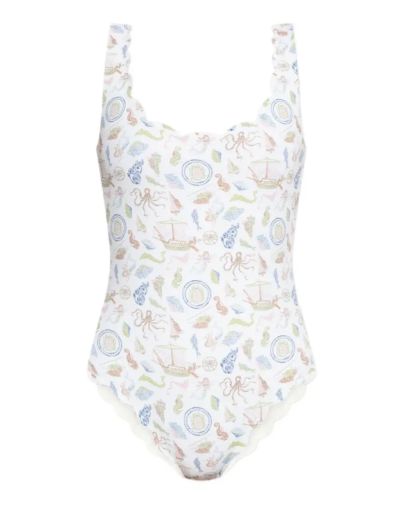 Marysia Palm Springs scalloped-edge printed swimsuit - Weiß Weiß