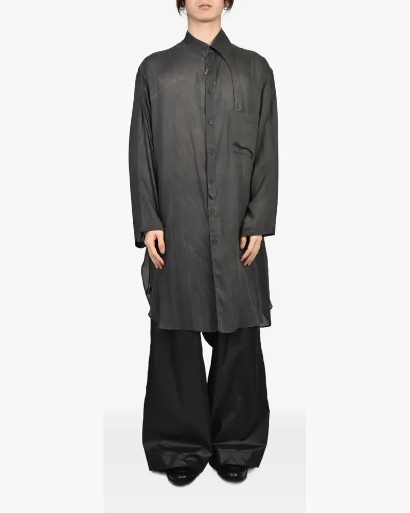 Yohji Yamamoto Hemd mit asymmetrischem Kragen - Schwarz Schwarz