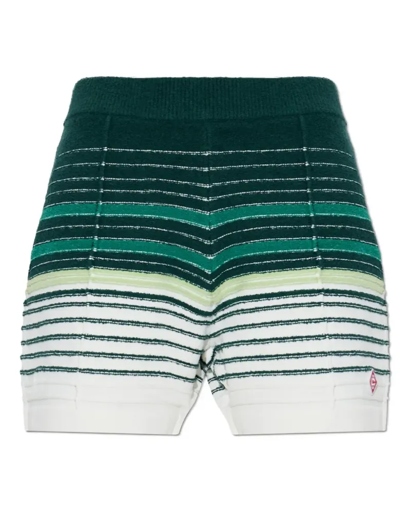 Casablanca Paris Gestreifte Bouclé-Shorts - Grün Grün