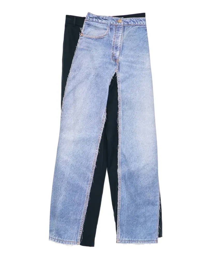 pushBUTTON denim-patch trousers - Blau Blau