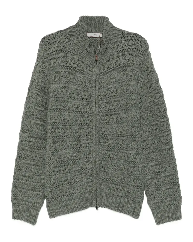 Canali cable-knit zip-up cardigan - Grün Grün