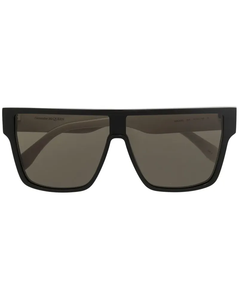Alexander McQueen Sonnenbrille mit eckigem Gestell - Schwarz Schwarz