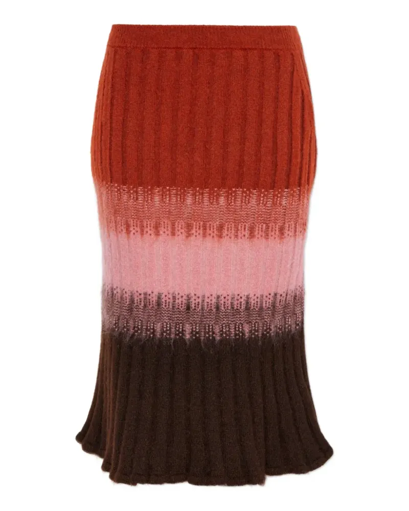 Fendi ribbed-knit striped midi skirt - Rot Rot