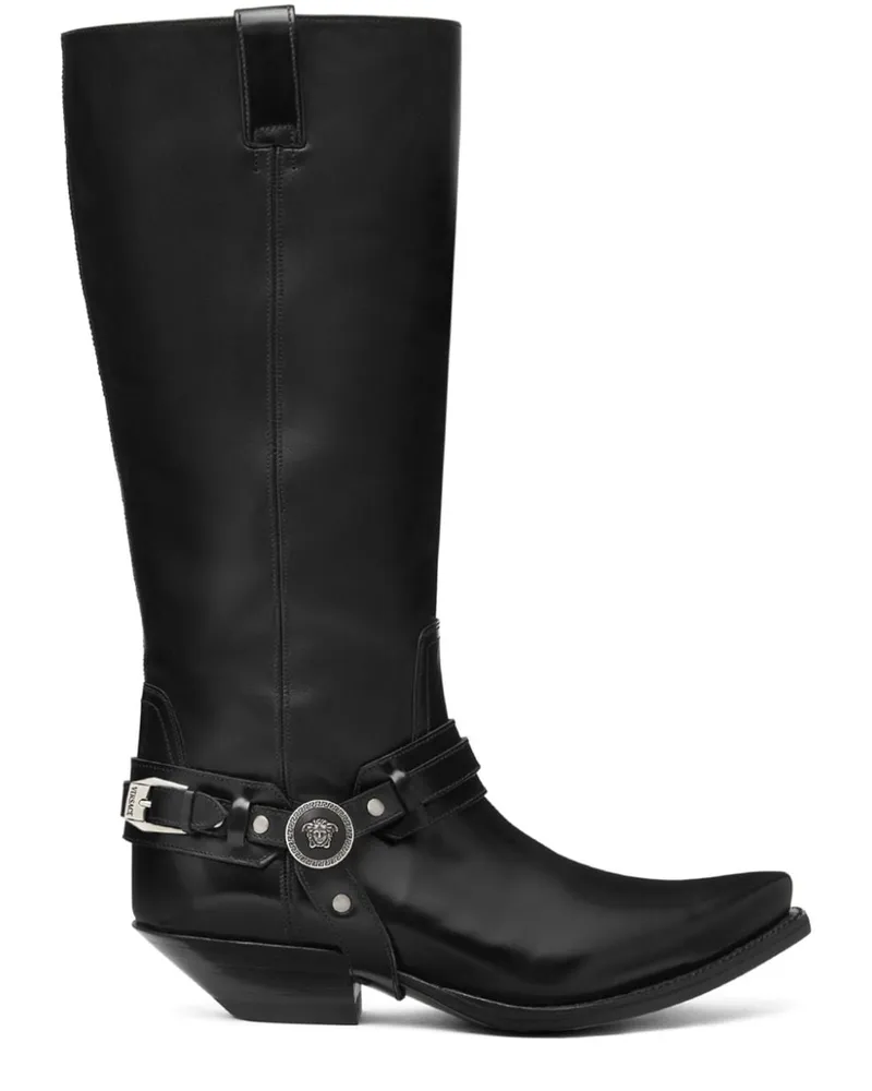 Versace Kniehohe Texano Stiefel 40mm - Schwarz Schwarz