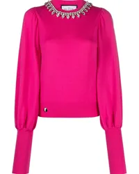 Philipp Plein Gestrickter Pullover mit Kristallen Rosa