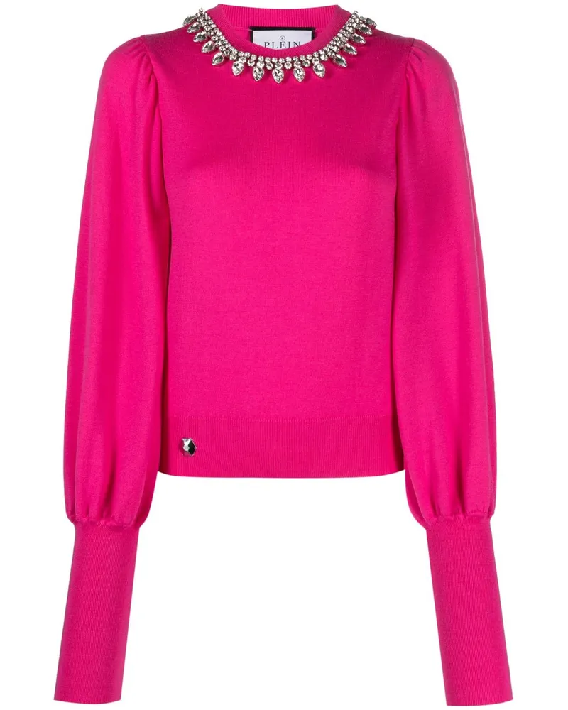 Philipp Plein Gestrickter Pullover mit Kristallen - Rosa Rosa