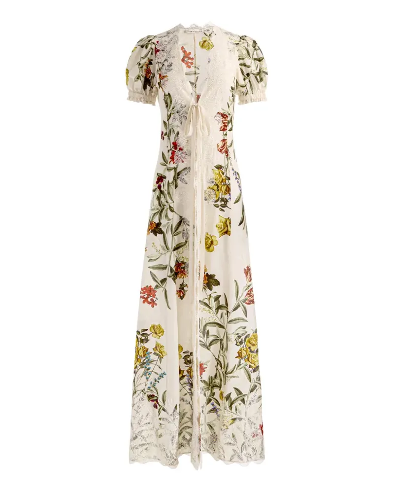 Alice + Olivia Ingrid Bluse im Morgenmantel-Style mit Blumen-Print - Nude Nude