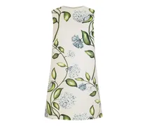 Faille-Etuikleid mit Blumenmotiv - Nude