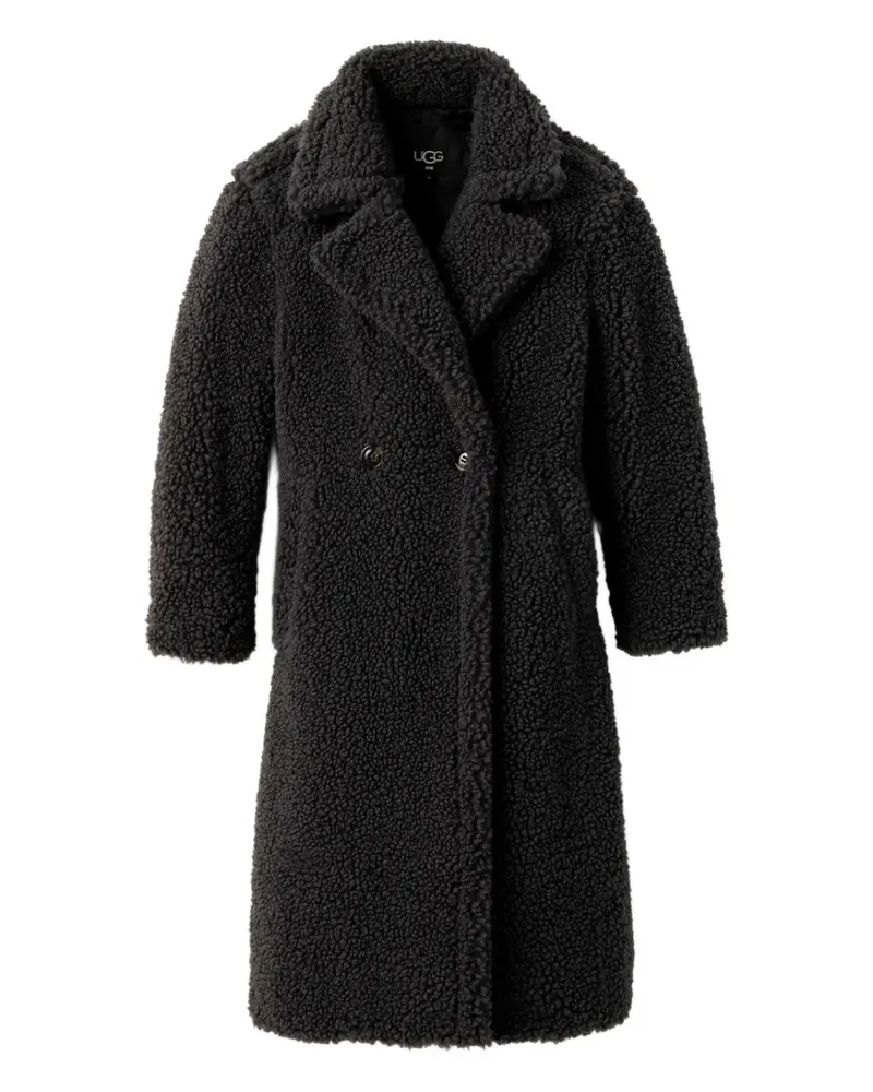 UGG teddy-texture double-breasted coat - Schwarz Schwarz