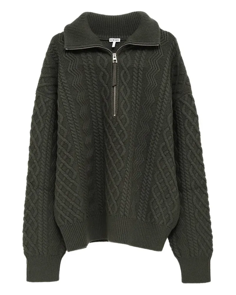 Loewe Pullover mit Zopfmuster - Grün Grün