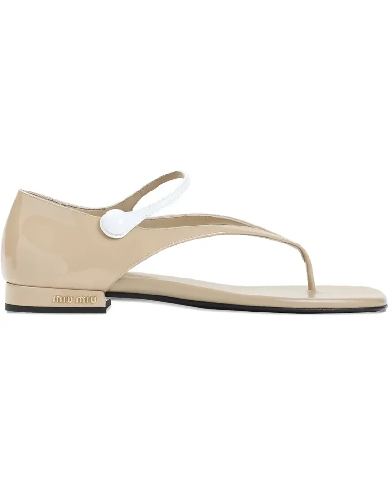 Miu Miu Zweifarbige Sandalen aus Lackleder - Nude Nude