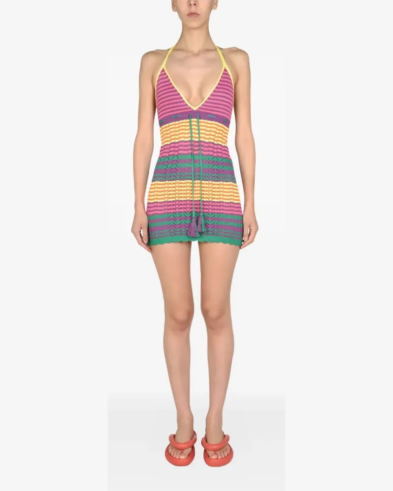 Gallo striped tassel-detail mini dress - Rosa Rosa