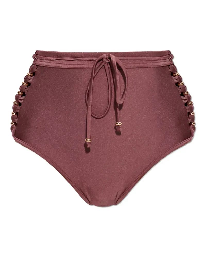 Zimmermann bead-embellished lace-up bikini bottoms - Violett Violett