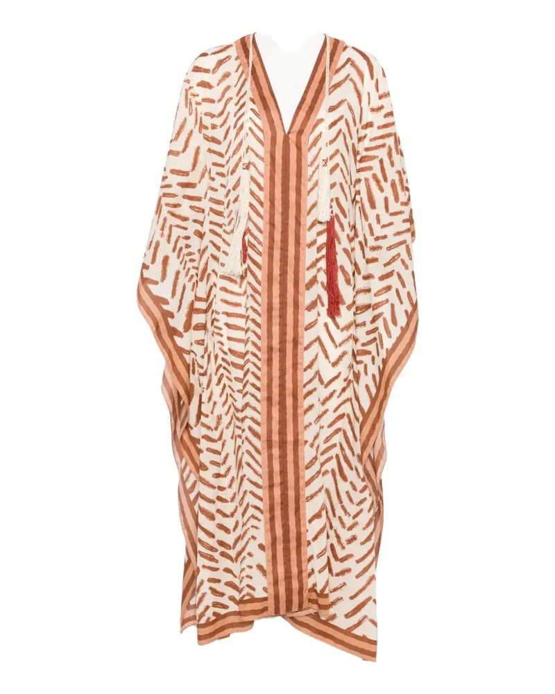 Johanna Ortiz tassel-detail midi dress - Nude Nude