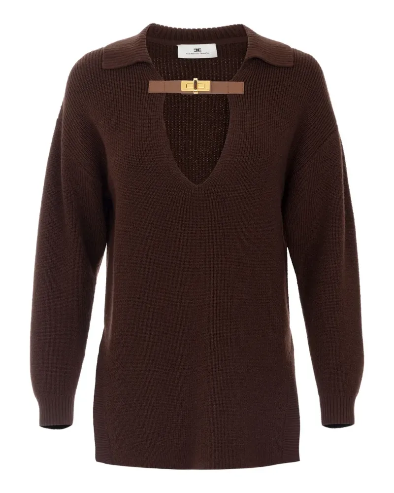 Elisabetta Franchi Polokragen-Pullover mit Schnallendetail - Braun Braun
