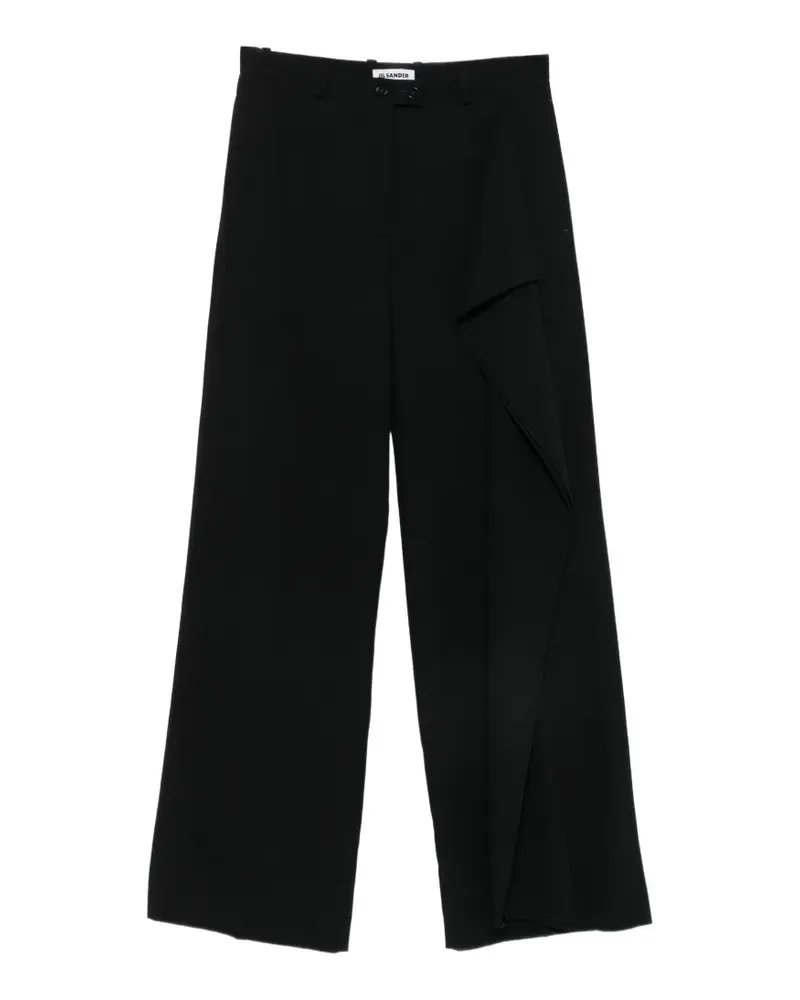 Jil Sander Wide-Leg-Hose mit Rüschen - Schwarz Schwarz