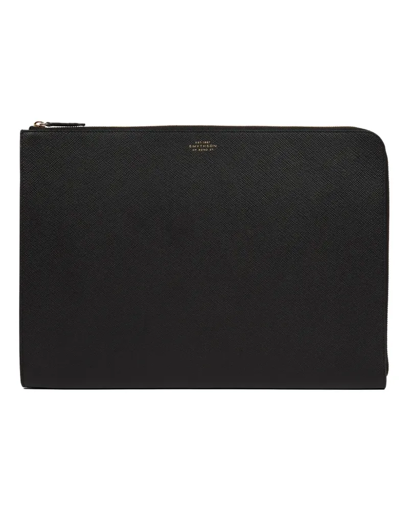 Smythson Große Panama Laptoptasche mit Reißverschluss - Schwarz Schwarz