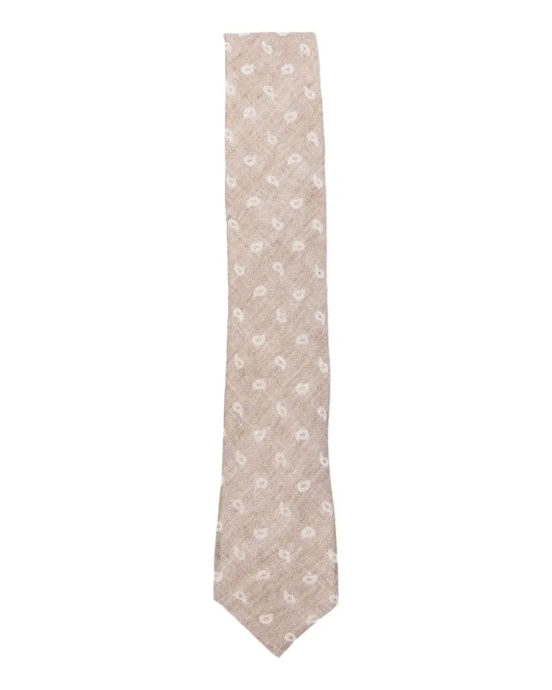 Ermenegildo Zegna paisley-print slub-texture tie - Nude Nude