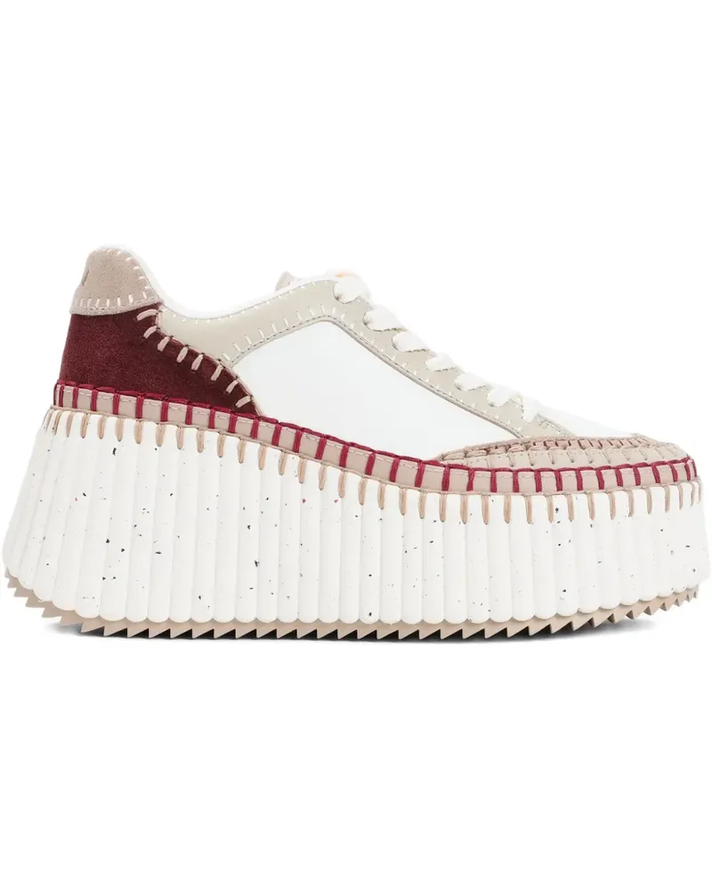 Chloé Nama Sneakers mit Plateausohle und Kontrastnähten - Weiß Weiß