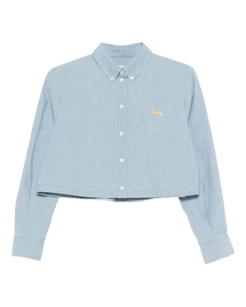 Kitsuné embroidered cropped shirt - Blau Blau