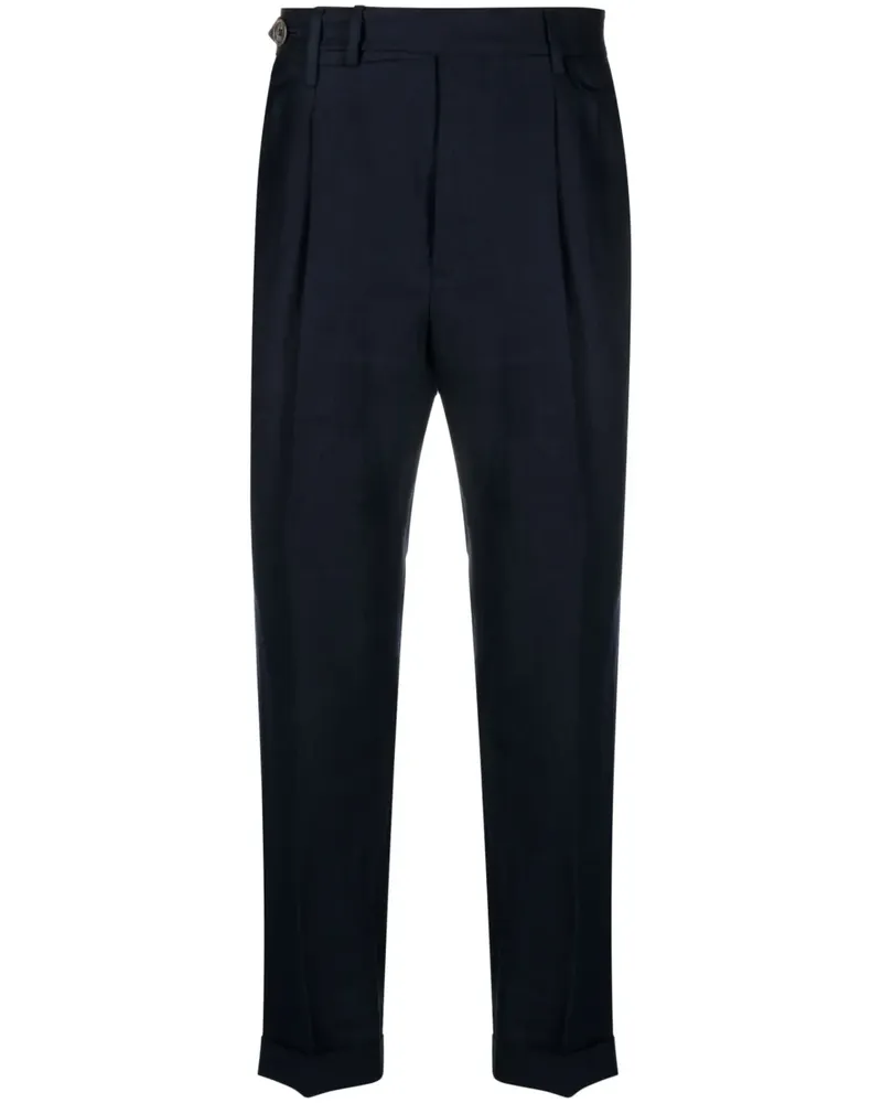 Brunello Cucinelli Leinenhose mit versetztem Verschluss - Blau Blau