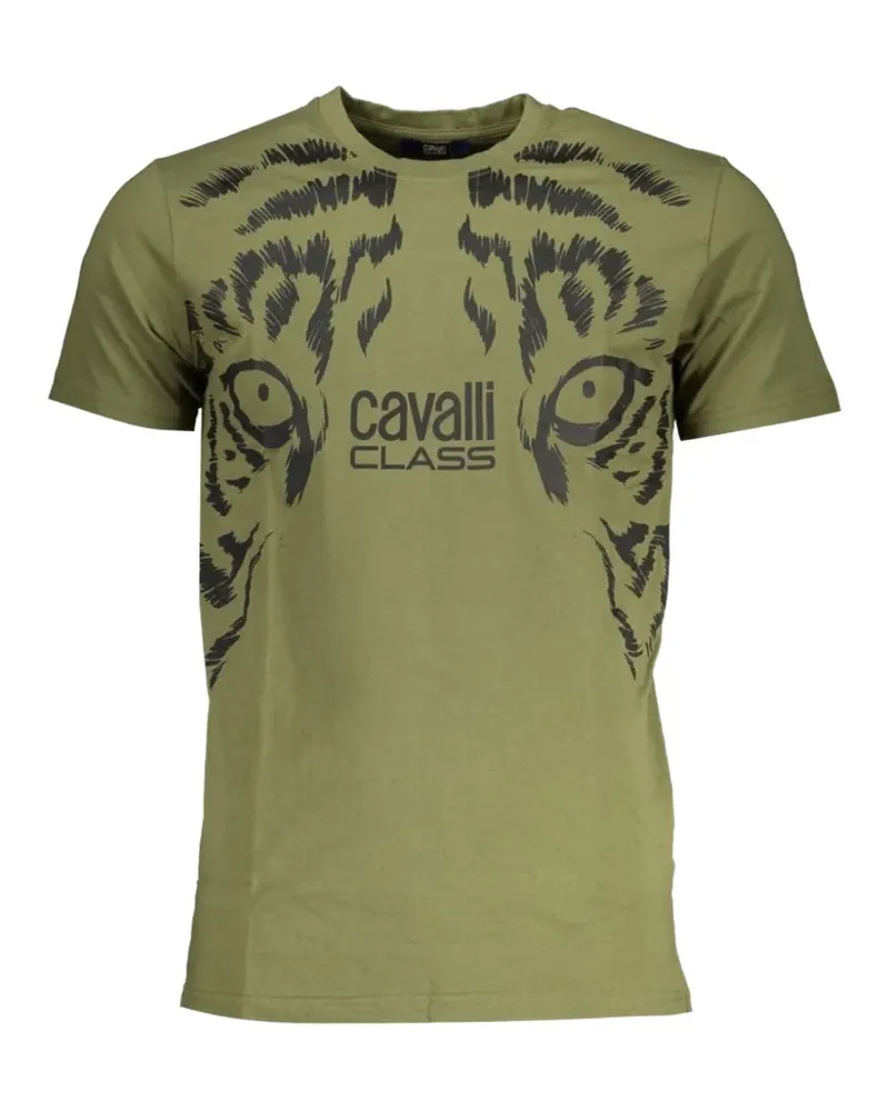 Roberto Cavalli tiger-eyes graphic-print T-shirt - Grün Grün