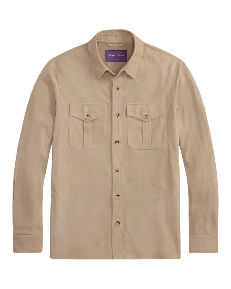 Ralph Lauren Purple Label Wildlederjacke mit aufgesetzten Taschen - Nude Nude