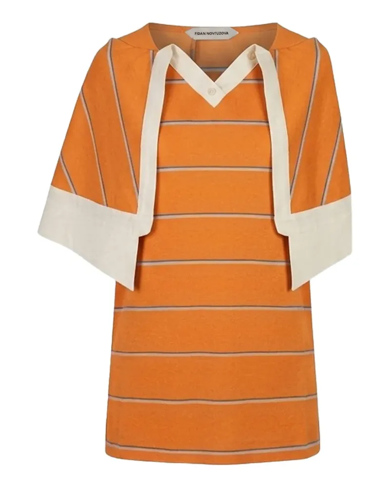 Fidan Novruzova Gaia striped short-sleeved blouse - Orange Orange