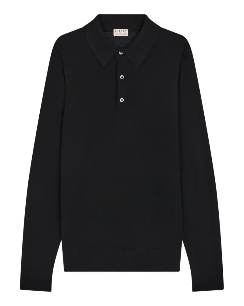 FURSAC long-sleeve wool polo shirt - Schwarz Schwarz