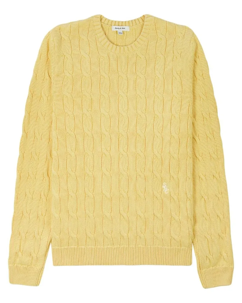 SPORTY & RICH Pullover mit Zopfmuster - Gelb Gelb