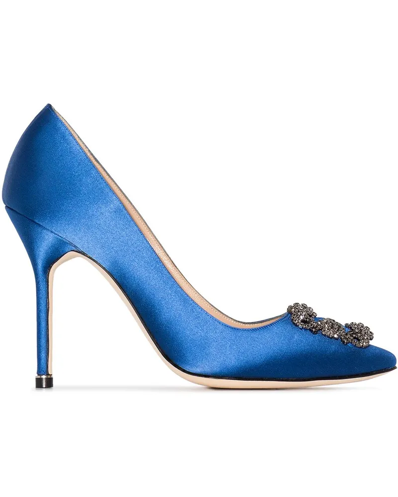 Manolo Blahnik Hangisi 105' Satin-Pumps - Blau Blau
