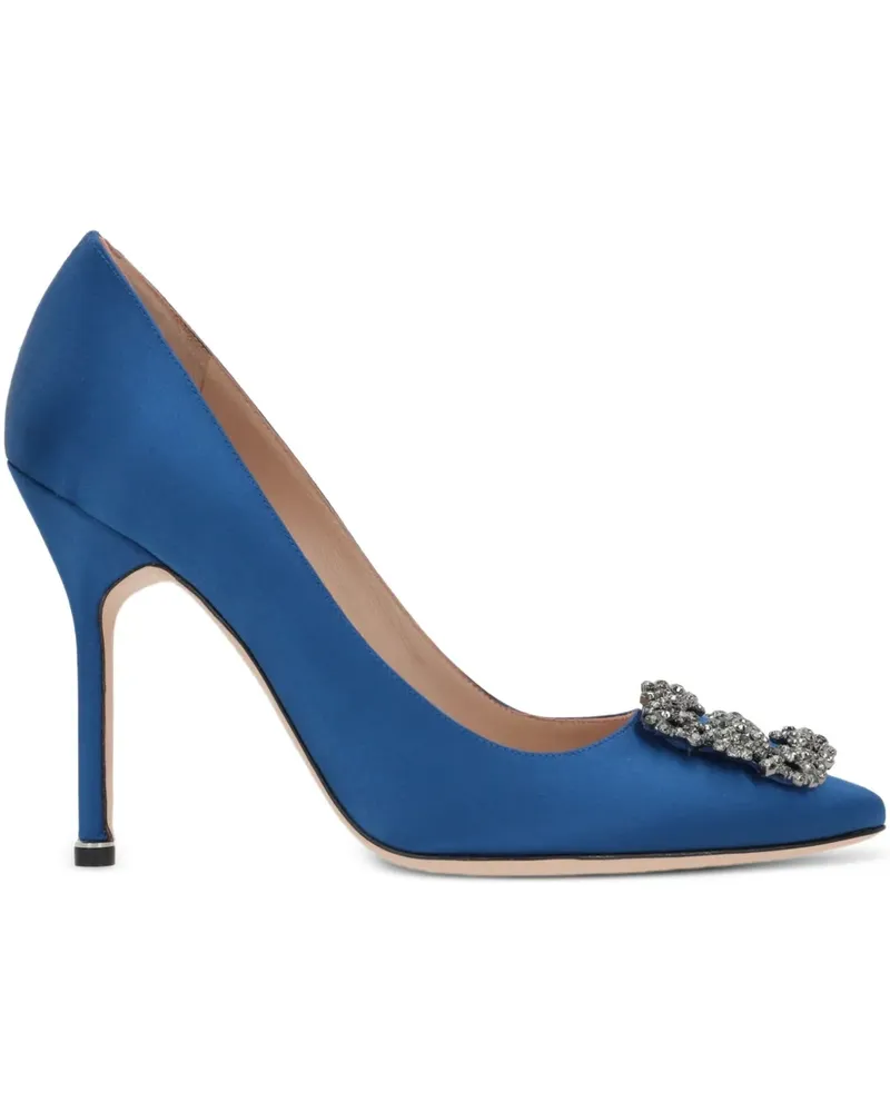 Manolo Blahnik Hangisi 105' Satin-Pumps - Blau Blau