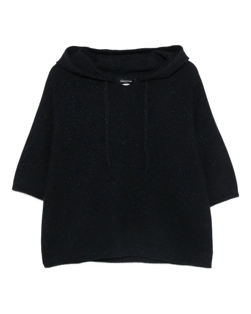 Fabiana Filippi Kurzärmeliger Hoodie - Schwarz Schwarz