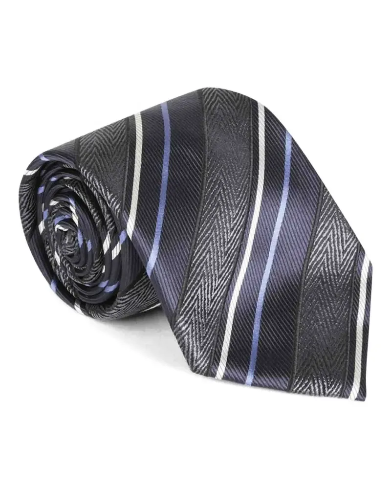 Brioni textured striped tie - Blau Blau