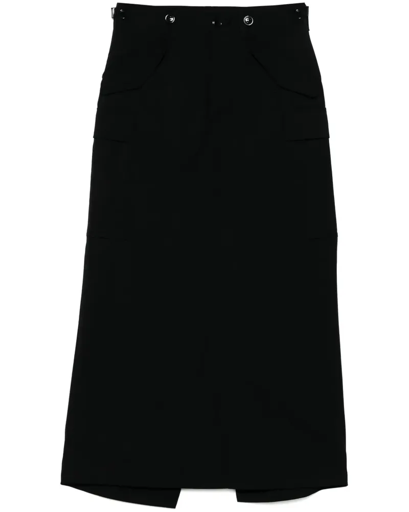 Junya Watanabe Midirock mit aufgesetzten Taschen - Schwarz Schwarz