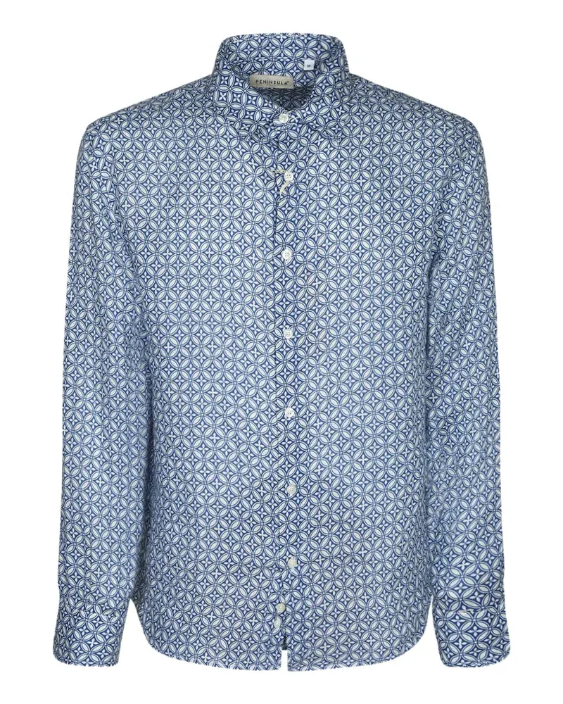 PENINSULA geometric-print long-sleeved shirt - Blau Blau