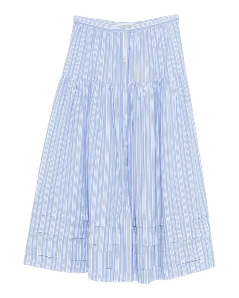 DÔEN Geknöpfter Midirock mit Streifen - Blau Blau