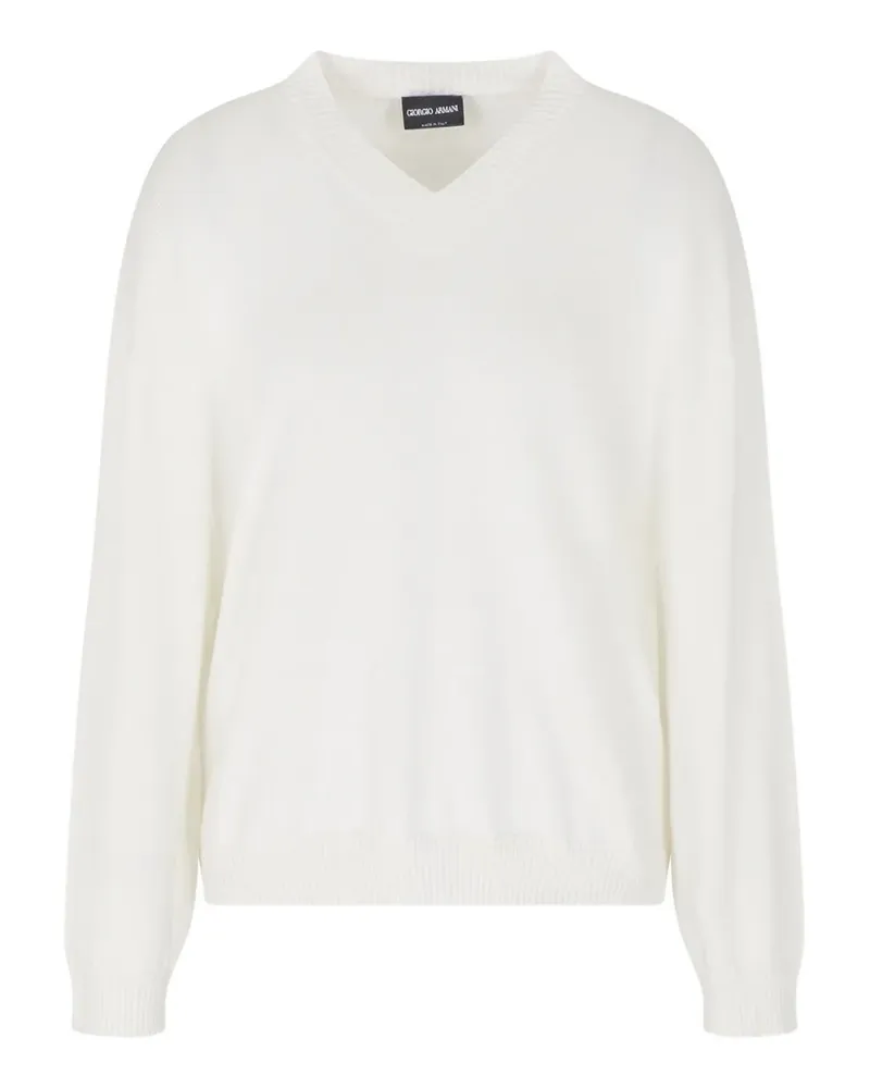 Giorgio Armani Pullover mit V-Ausschnitt - Weiß Weiß