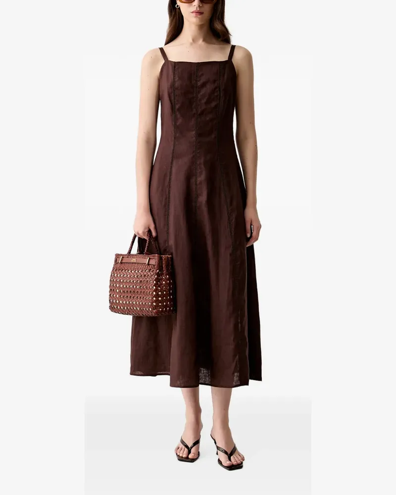 Hoss Intropia Antonela ladder-stitch sleeveless midi dress - Braun Braun